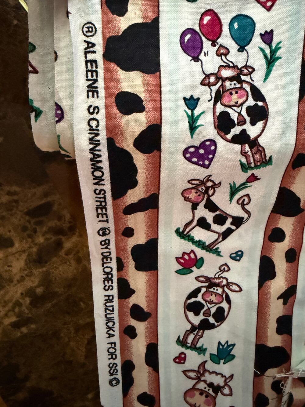 🐄 HTF Vintage Aleene's Cinnamon Street Cow Fabric - 3 Yards x 44" Wide 🐄